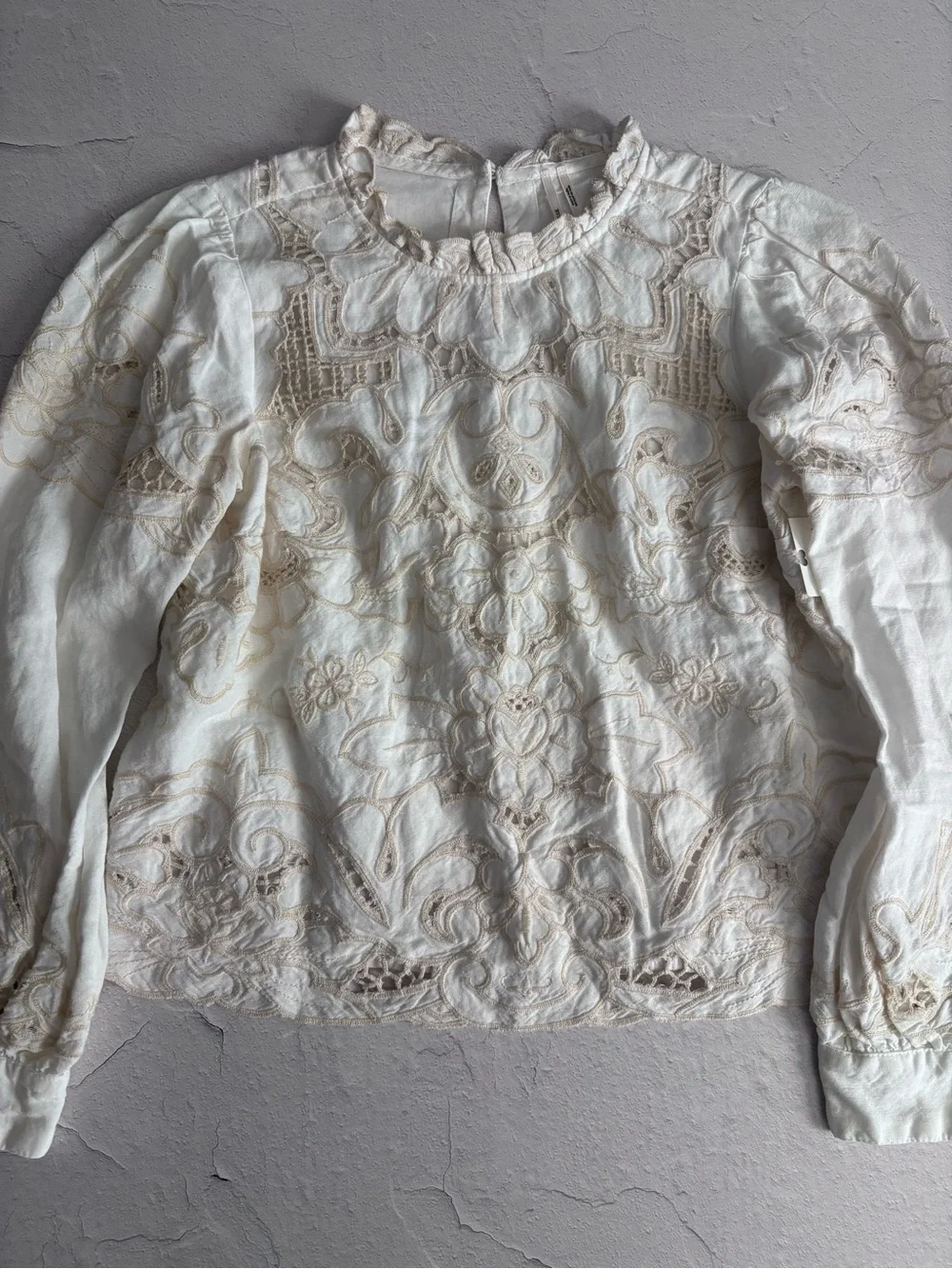 Anthropologie Long-Sleeve Lace Cutwork Blouse
